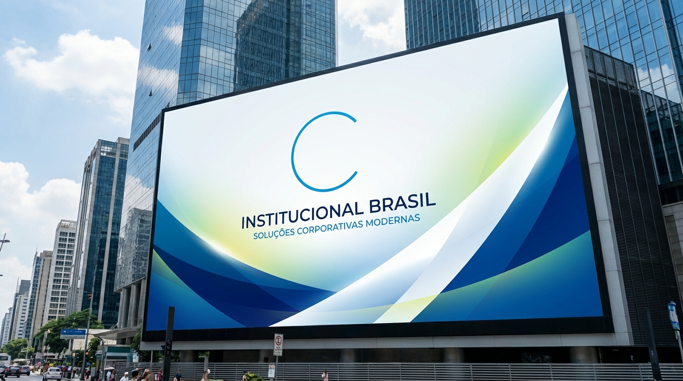 Fachada comercial com painel LED noturno